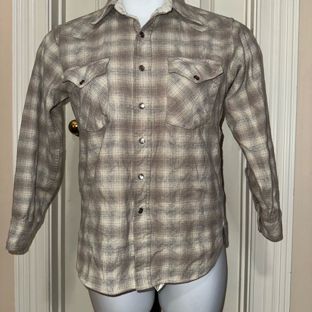 Pendleton Woolen flannel long sleeve  in Gray and Cream